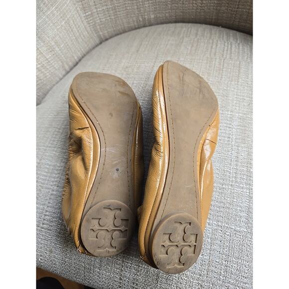 Tory Burch Tan Eddie Patent Leather Ballet Flats Size 7 - Picture 6 of 8